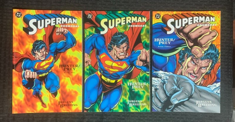 1994 Superman Doomsday Hunter Prey #1 2 3 SC VF+ 8.5 DC Comics LOT of 3 (DC Comics, 1994), raw comic book in VF+ 8.5 condition — front cover