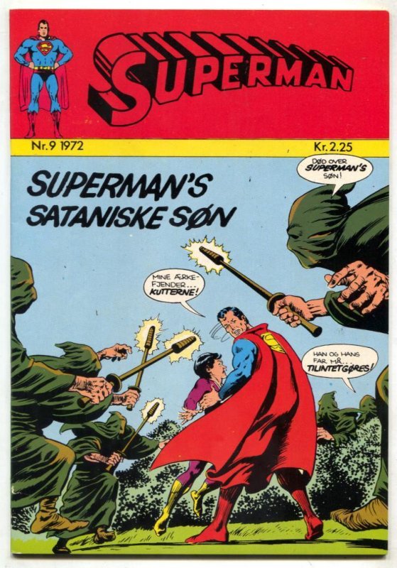 Superman #9-1972-Danish Language-Rare High Grade Comic Vf- (DC Comics), raw comic book in VF- condition — front cover