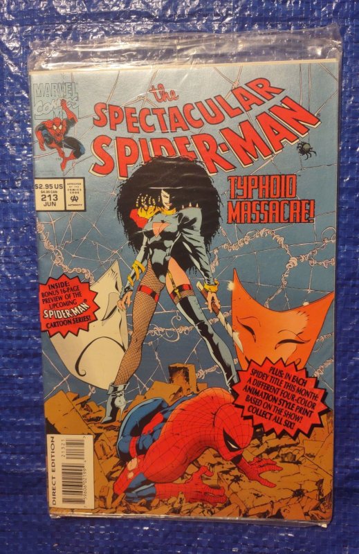 The Spectacular Spider-Man #213 (Marvel Comics, 1994), raw, ungraded comic book — front cover