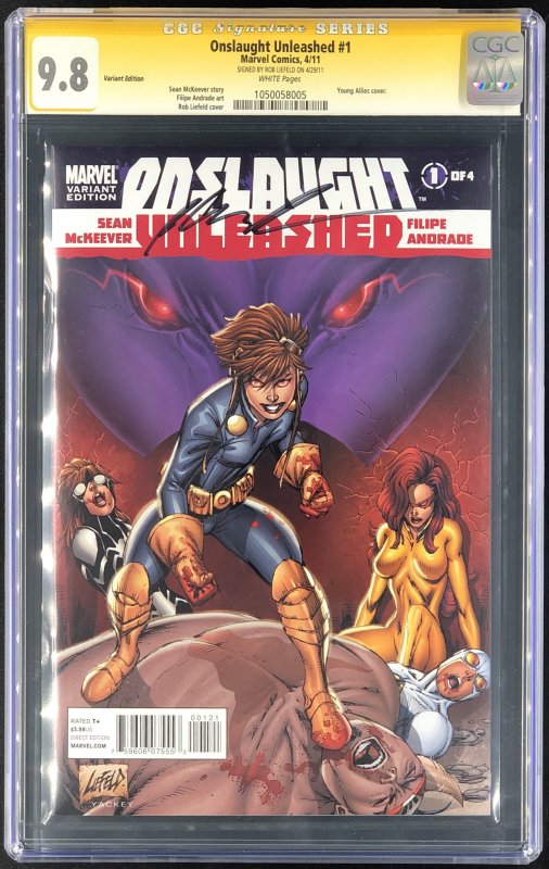 Onslaught Unleashed #1 (Marvel Comics), CGC 9.8 graded comic book, Signature Series label — front cover in its holder