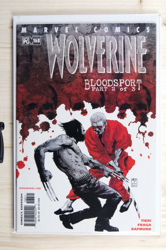 Wolverine #168 (Marvel Comics, 2001), raw comic book in NM- 9.2 condition — front cover