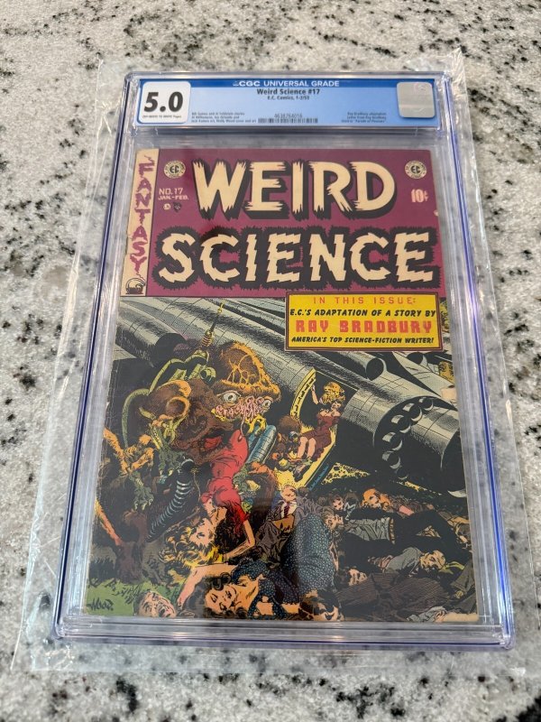 Weird Science #17 (EC Comics), CGC 5.0 graded comic book, Universal Blue label — front cover in its holder