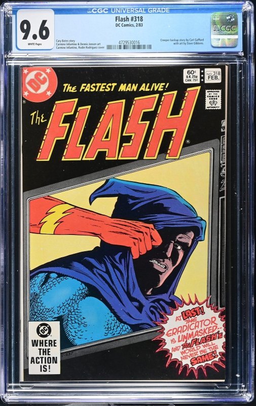 Flash #318 (DC Comics, 1983), CGC 9.6 graded comic book, Universal Blue label — front cover in its holder