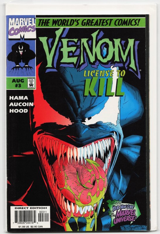 Venom: License to Kill #3 (Marvel Comics, 1997), raw, ungraded comic book — front cover