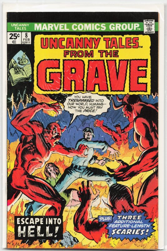 Uncanny Tales #8 (Marvel Comics, 1975), raw, ungraded comic book — front cover