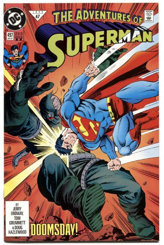 Adventures of Superman-Second Print #497 (DC Comics), raw comic book in NM- condition — front cover