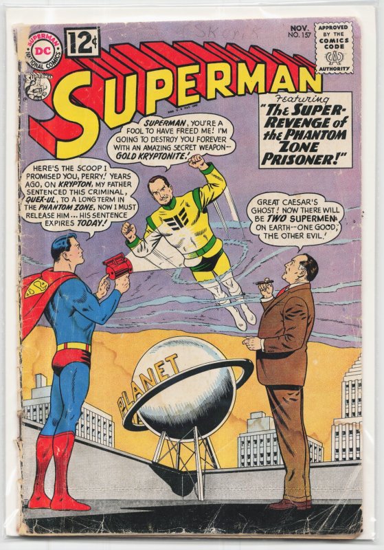 Superman #157 (DC Comics, 1962), raw, ungraded comic book — front cover