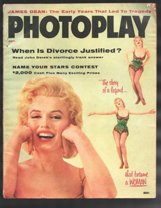 MAG: Photoplay 10/1956-Marilyn Monroe-James Dean-Ingrid Bergman-John Derek-Ma..., raw, ungraded comic book — front cover