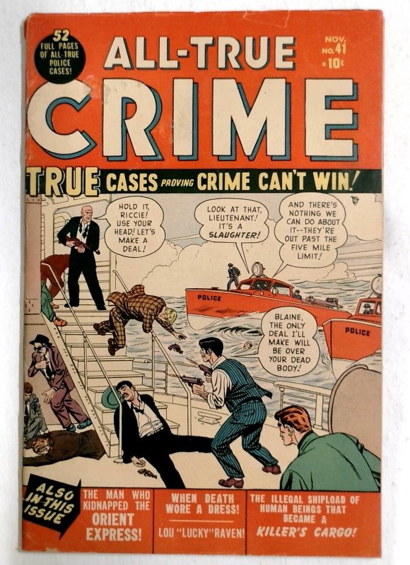 All-True Crime #41 - 1950 - Atlas/Marvel - Pre-Code Violence & Terror - Men (1950), raw, ungraded comic book — front cover