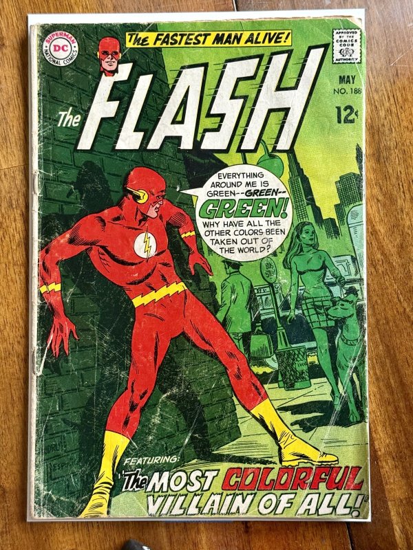 The Flash #188 (DC Comics, 1969), raw comic book in VG- 3.5 condition — front cover