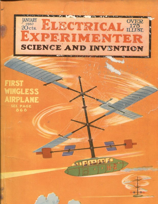 Electrical Experimenter Jan 1920 -Hugo Gernsback-WINGLESS Airplane Cover-100..., raw, ungraded comic book — front cover