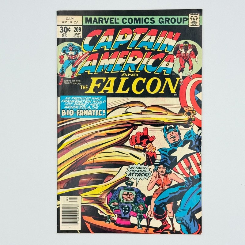Captain America #209 (Marvel Comics, 1977), raw comic book in FN- 5.5 condition — front cover