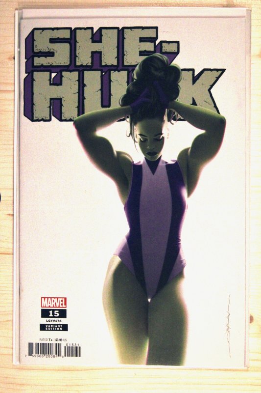 She-Hulk #15 (Marvel Comics, 2023), raw comic book in NM+ 9.6 condition — front cover