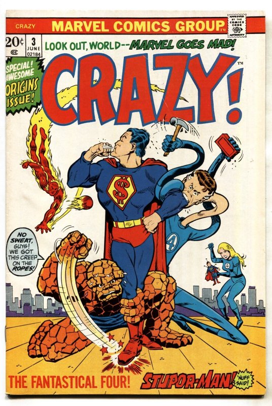 Crazy #3 (1973), raw, ungraded comic book — front cover