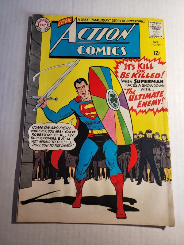 Action Comics #329 (DC Comics, 1965), raw, ungraded comic book — front cover