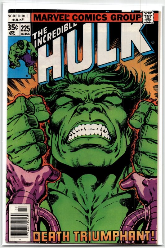 The Incredible Hulk #225 (Marvel Comics, 1978), raw, ungraded comic book — front cover