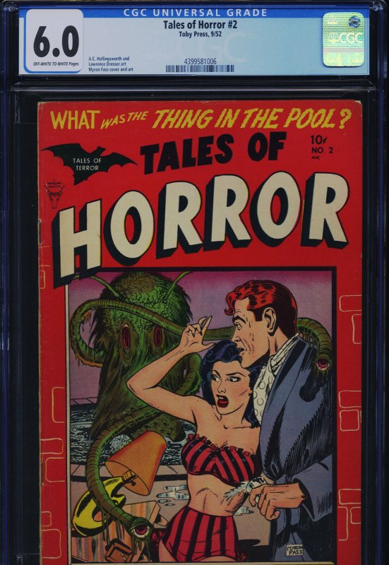 Tales of Horror #2, CGC 6.0 graded comic book, Universal Blue label — front cover in its holder