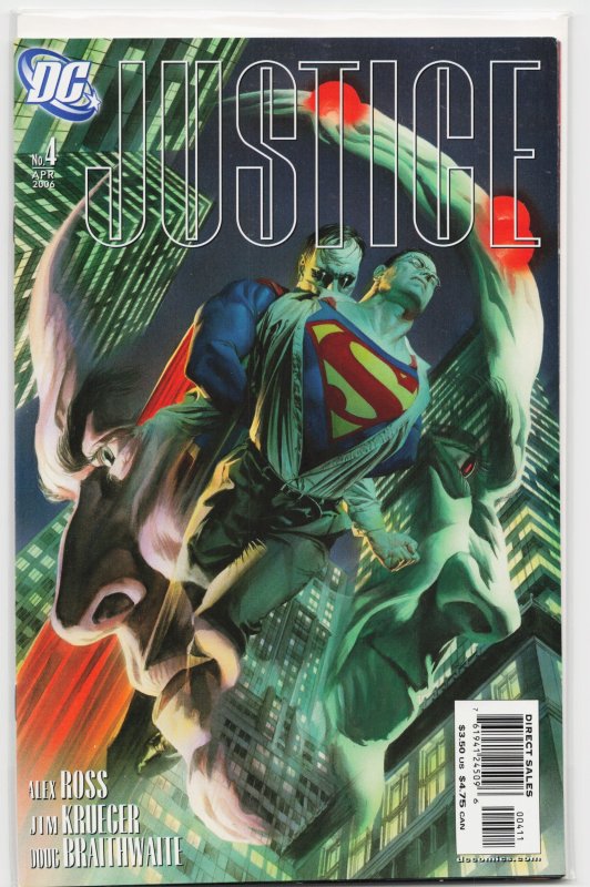 Justice #4 (2006), raw, ungraded comic book — front cover