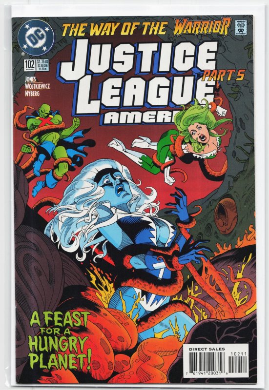 Justice League America #102 (DC Comics, 1995), raw, ungraded comic book — front cover