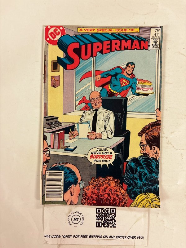 Superman #411 (DC Comics), raw comic book in VF condition — front cover