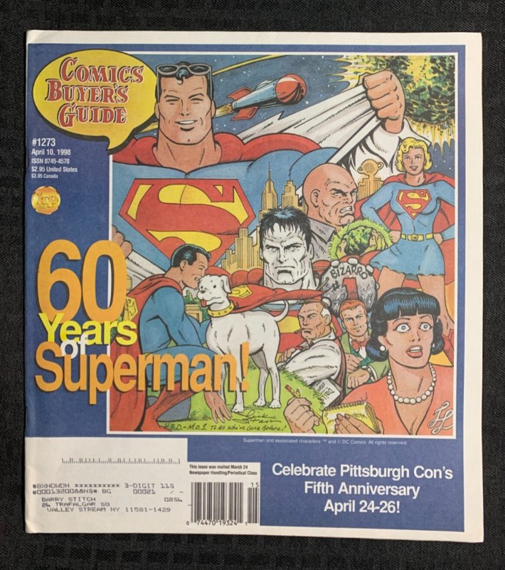 1998 Comics Buyers Guide Magazine #1273 (1998), raw comic book in FN+ 6.5 condition — front cover