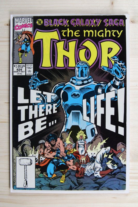 The Mighty Thor #424 (Marvel Comics, 1990), raw comic book in VF+ 8.5 condition — front cover