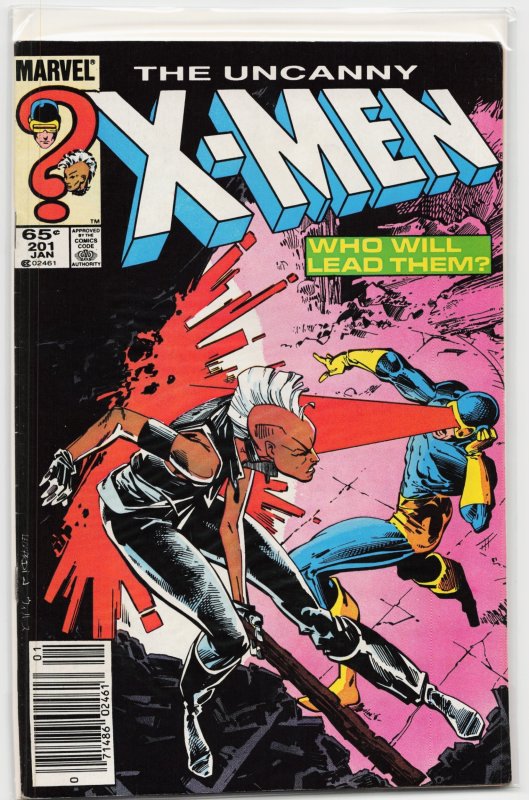 The Uncanny X-Men #201 (Marvel Comics, 1986), raw, ungraded comic book — front cover