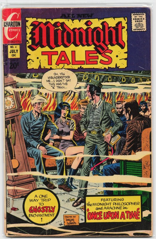 Midnight Tales #4 (Charlton Comics, 1973), raw, ungraded comic book — front cover