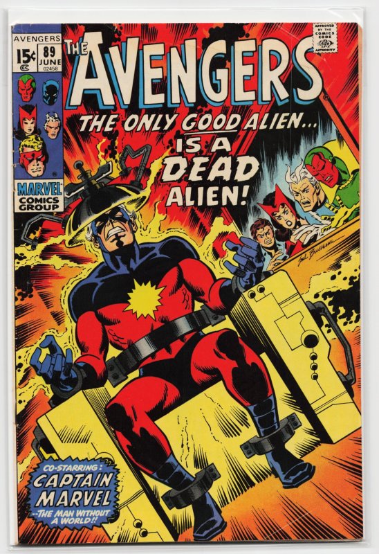 The Avengers #89 (Marvel Comics, 1971), raw, ungraded comic book — front cover