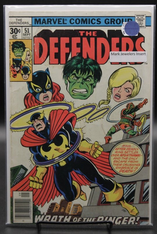 The Defenders #51 (Marvel Comics, 1977), raw, ungraded comic book — front cover