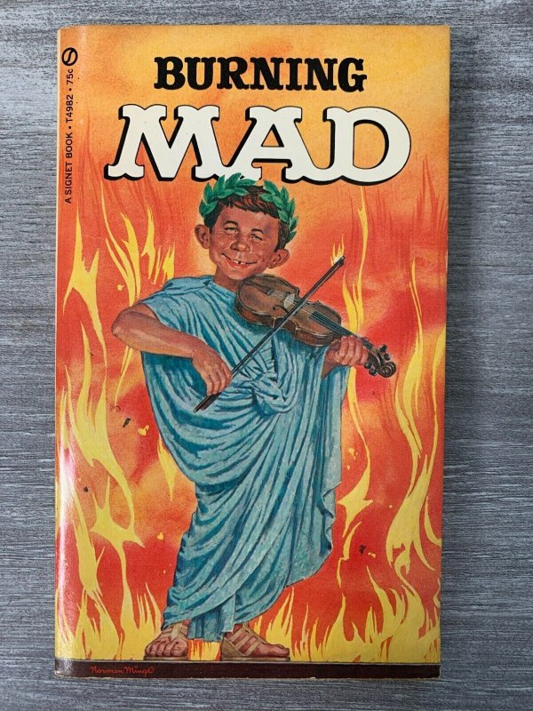 1968 Burning MAD William M Gaines FN 6.0 1st Signet T4982 Paperback (1968), raw comic book in FN 6.0 condition — front cover
