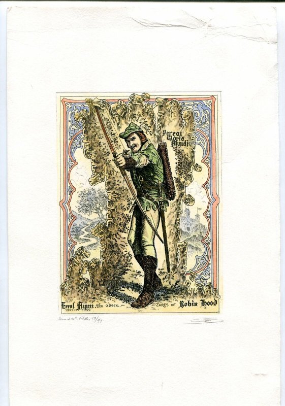 Errol Flynn as Robin Hood Etching by Gerson Kovacs, raw, ungraded comic book — front cover