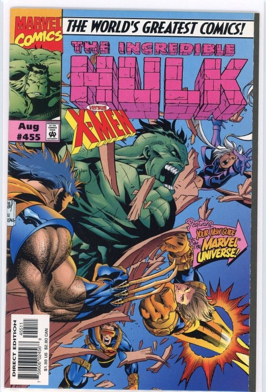 The Incredible Hulk #455 (Marvel Comics, 1997), raw comic book in NM 9.4 condition — front cover