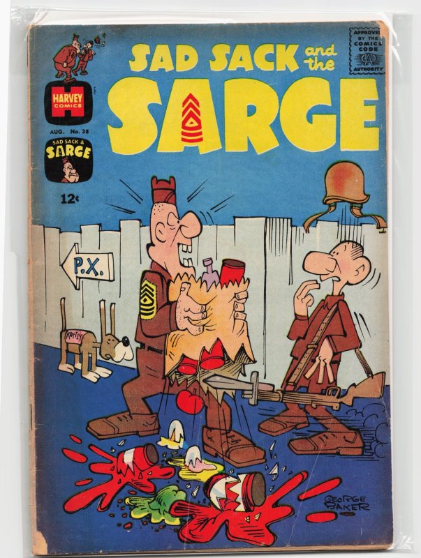 Sad Sack and the Sarge #38 (Harvey Comics, 1963), raw, ungraded comic book — front cover