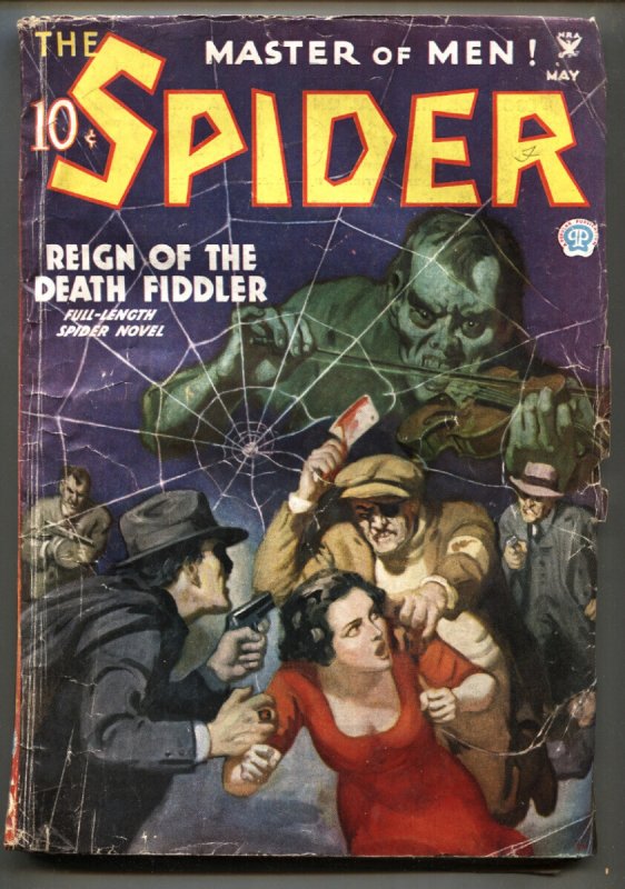 The Spider // May 1935 // Reign OF THE Death Fiddler // Rare Pulp Magazine /... (1935), raw, ungraded comic book — front cover