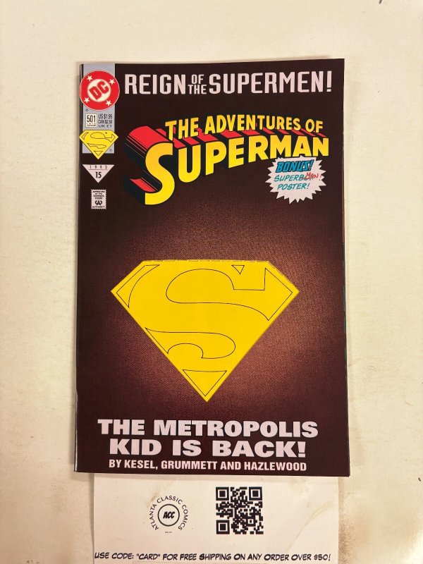 The Adventures of Superman #501 (DC Comics, 1993), raw comic book in NM condition — front cover