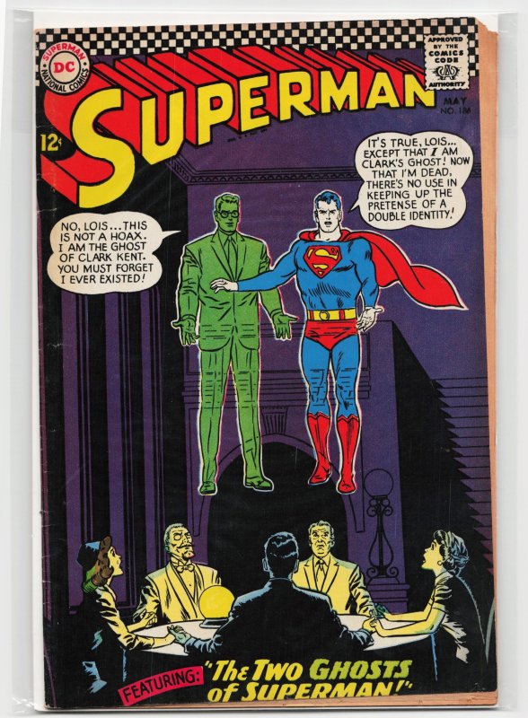 Superman #186 (DC Comics, 1966), raw, ungraded comic book — front cover