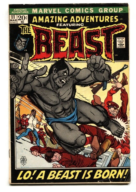 Amazing Adventures #11-1972 Marvel First Furry Beast X-Men (Marvel Comics, 1972), raw, ungraded comic book — front cover