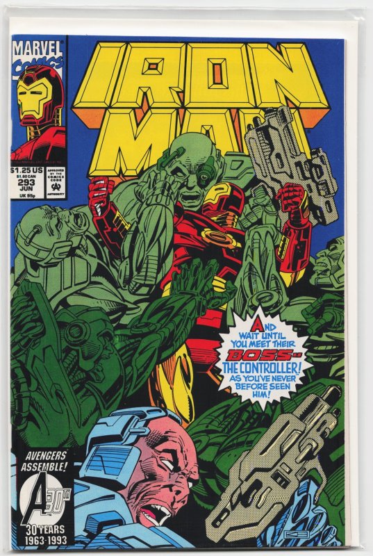 Iron Man #293 (Marvel Comics, 1993), raw, ungraded comic book — front cover