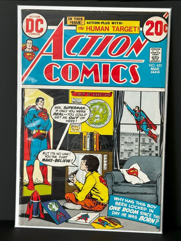 Action Comics #422 (DC Comics, 1973), raw comic book in VF+ 8.5 condition — front cover