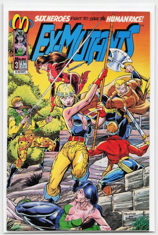 Ex-Mutants #3 (Malibu Comics, 1993), raw, ungraded comic book — front cover
