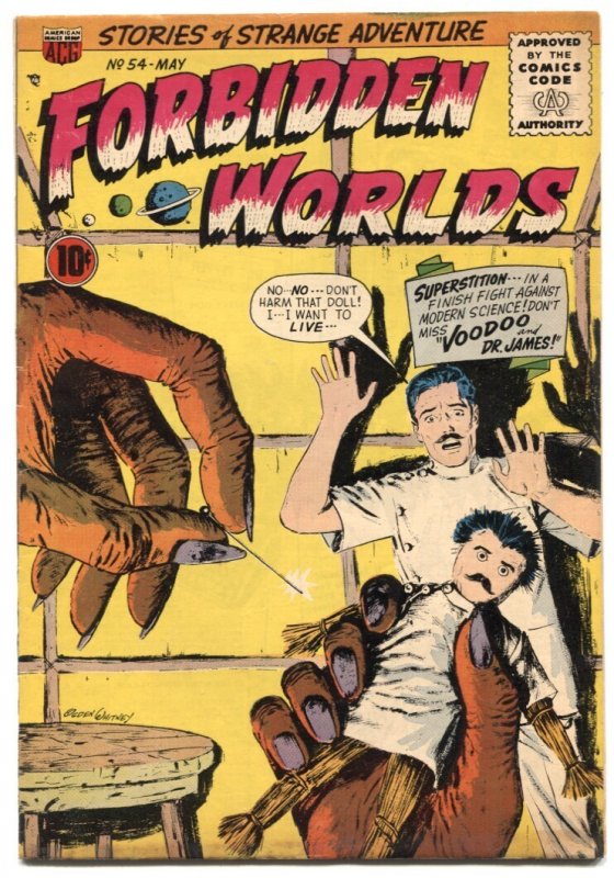 Forbidden Worlds #54 (American Comics Group, 1957), raw comic book in FN condition — front cover