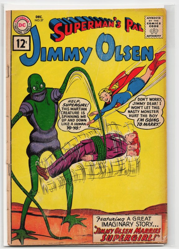 Superman's Pal, Jimmy Olsen #57 (DC Comics, 1961), raw, ungraded comic book — front cover