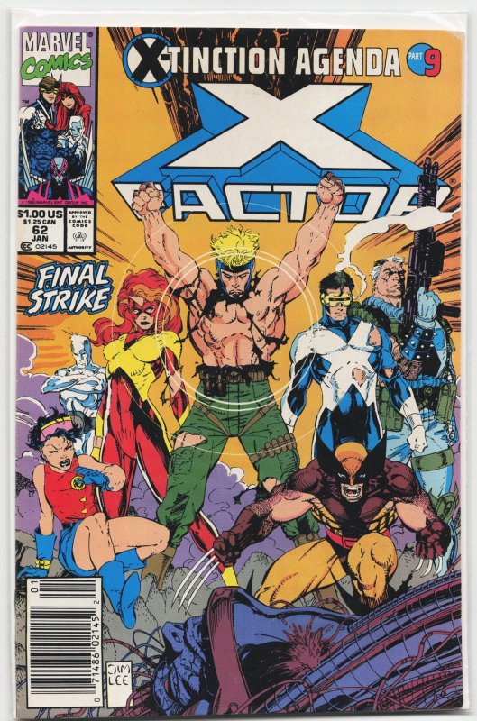 X-Factor #62 (Marvel Comics, 1991), raw, ungraded comic book — front cover
