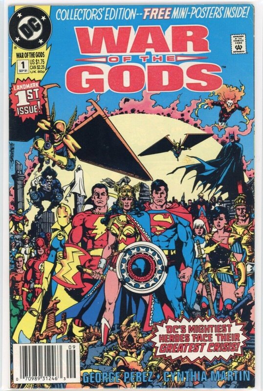 War of the Gods #1 (DC Comics, 1991), raw comic book in VF 8.0 condition — front cover
