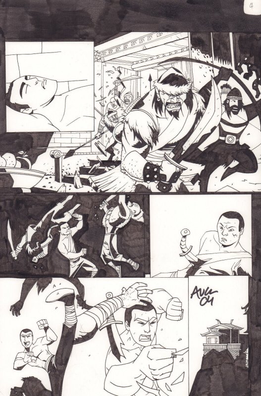 Powers Forever p.4 - Action vs. Mongols - 2004 Signed art by Michael Avon Oeming (2004), raw, ungraded comic book — front cover