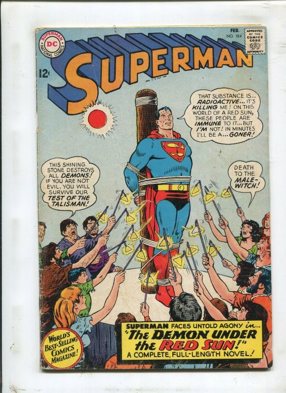 Superman #184 (DC Comics, 1966), raw comic book in 5.0 condition — front cover