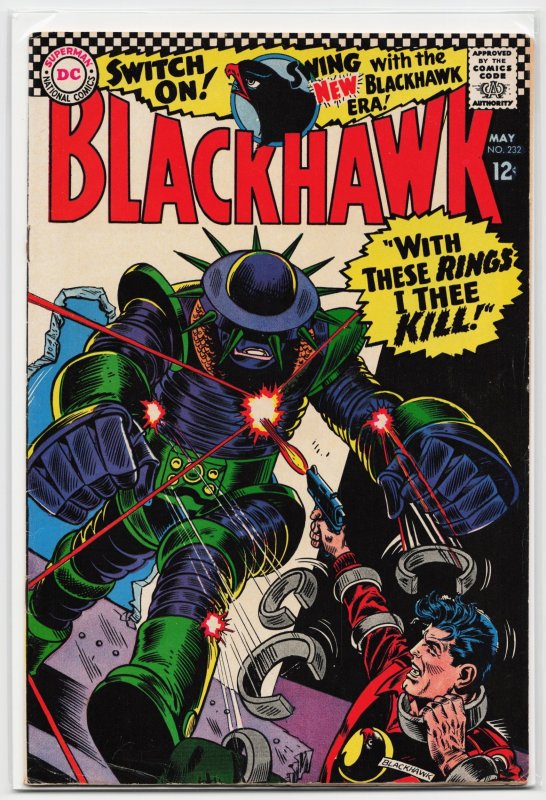 Blackhawk #232 (DC Comics, 1967), raw, ungraded comic book — front cover