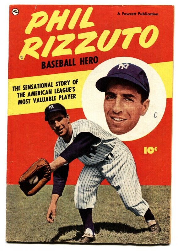 Phil Rizzuto Baseball Hero #1 (Fawcett Publications), raw, ungraded comic book — front cover