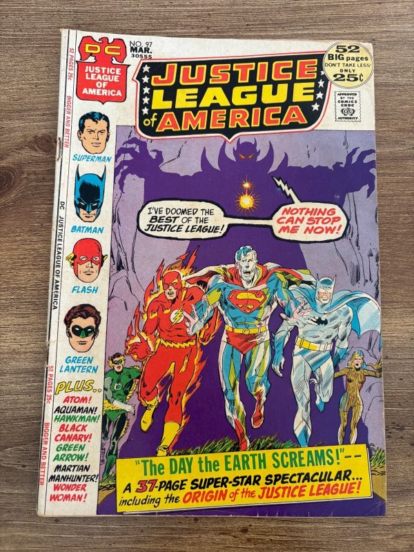 Justice League of America #97 (DC Comics), raw comic book in FN condition — front cover